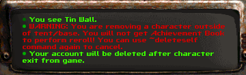 The standard message you get when you delete a character.
