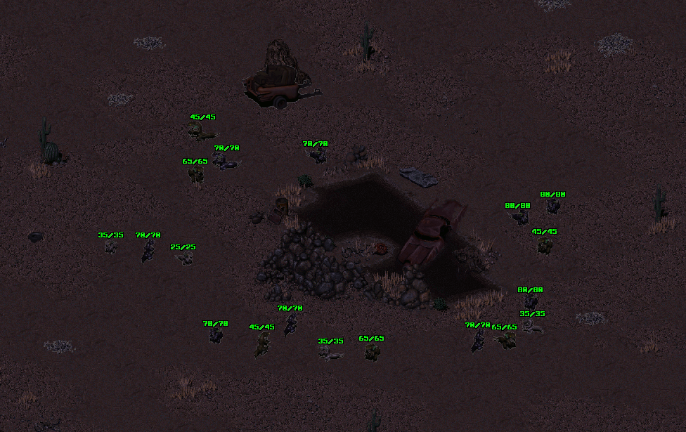 Gecko Sanctuary's entrance, with swarms of geckos around the small toxic pond.